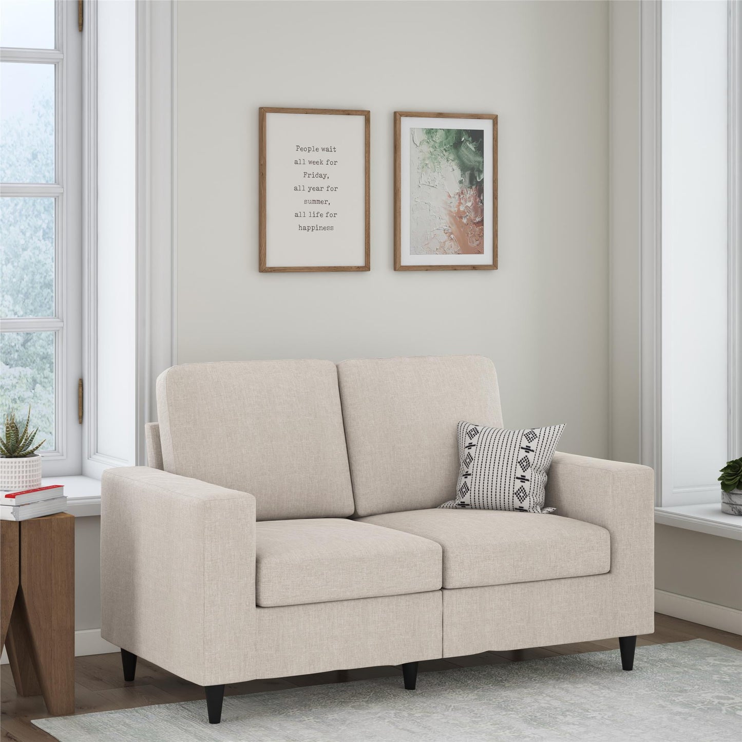 DHP Cooper Loveseat 2 Seater Sofa, Gray Linen