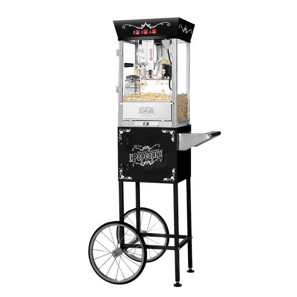 Great Northern Popcorn 8oz Matinee Popcorn Machine with Cart, Black