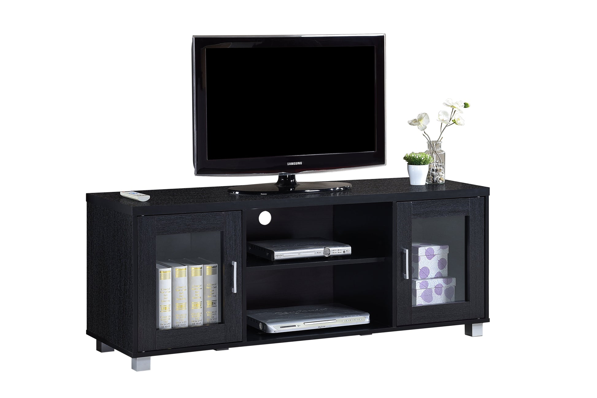 Hodedah 57" Wide Entertainment Center in Black