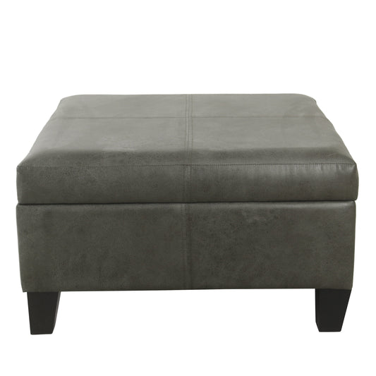 HomePop Luxury Large Faux Leather Storage Ottoman, Multiple Colors