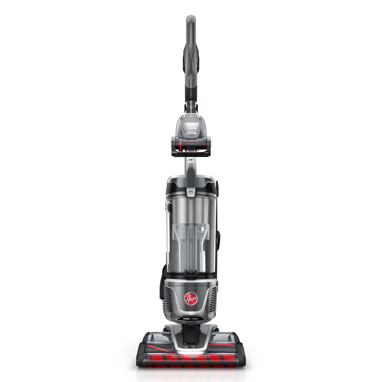 Hoover Upright Vacuum, WindTunnel All Terrain Bagless, Strong Suction, Hard Floor and Carpet, HEPA Filter, Dual Brush Rolls, and Swivel Steering UH77210V, New