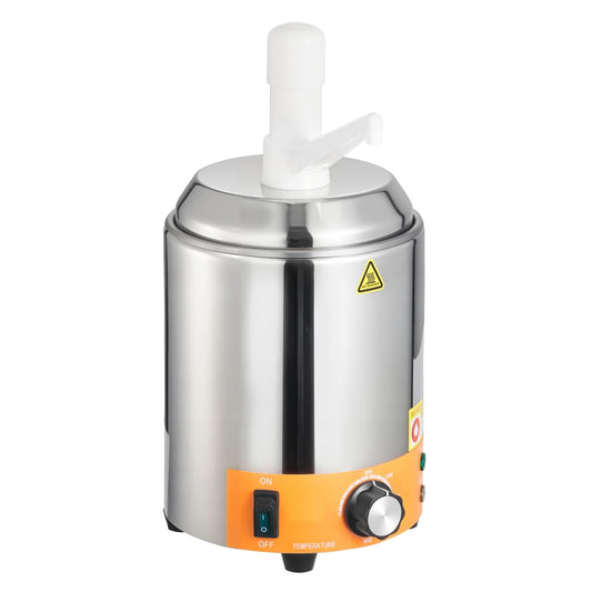 KFFKFF Commercial Electric Sauce Warmer, Plastic Pump Dispenser,Hot Fudge Warmer,Cheese Dispenser 2.4L,86-230℉ Temp Adjustable