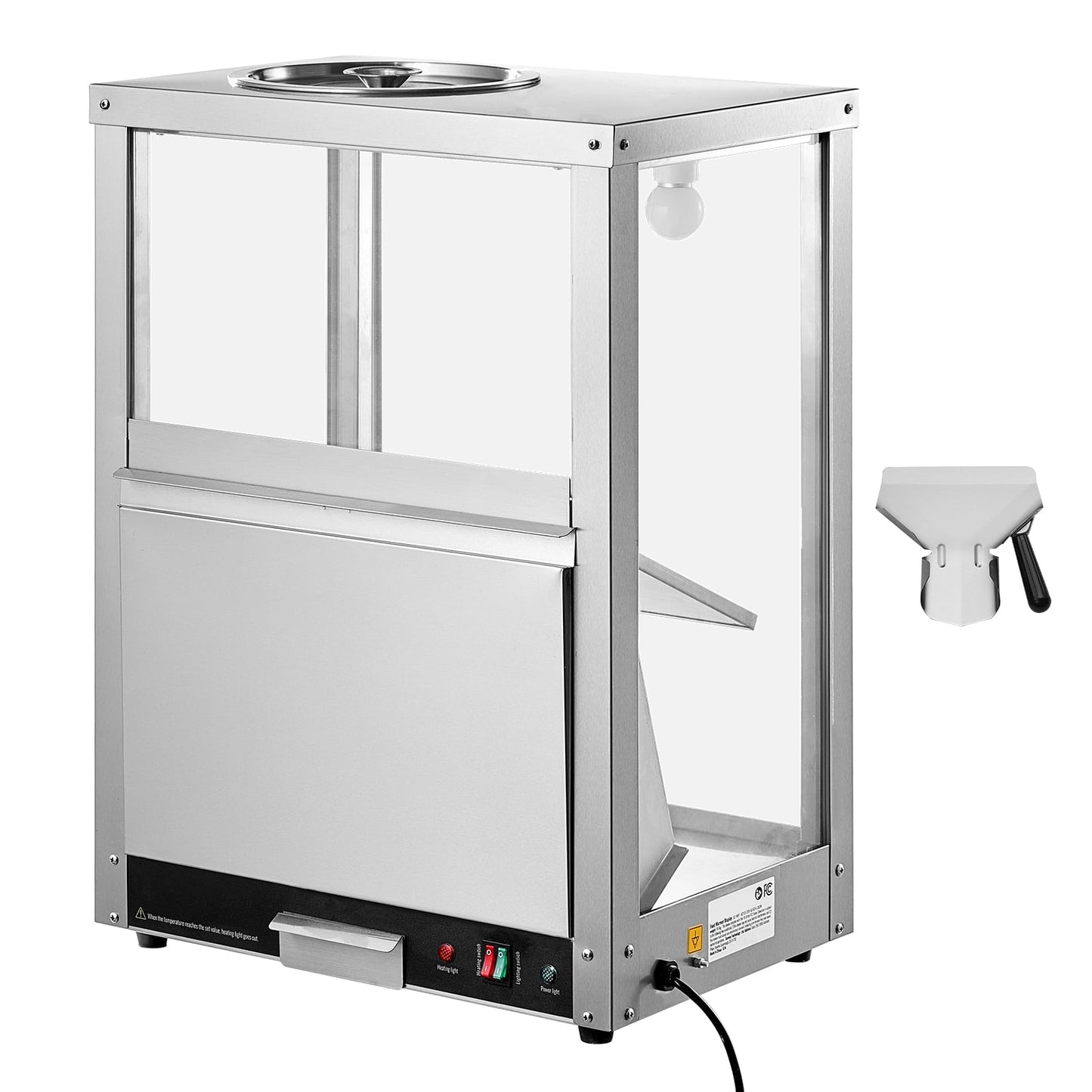 KFFKFF Warming Showcase for Nacho Chips, 84.5QT, Equipped with Bottom Heater and Upper Illumination, Comes with Deflection Board, Constructed from Stainless Steel