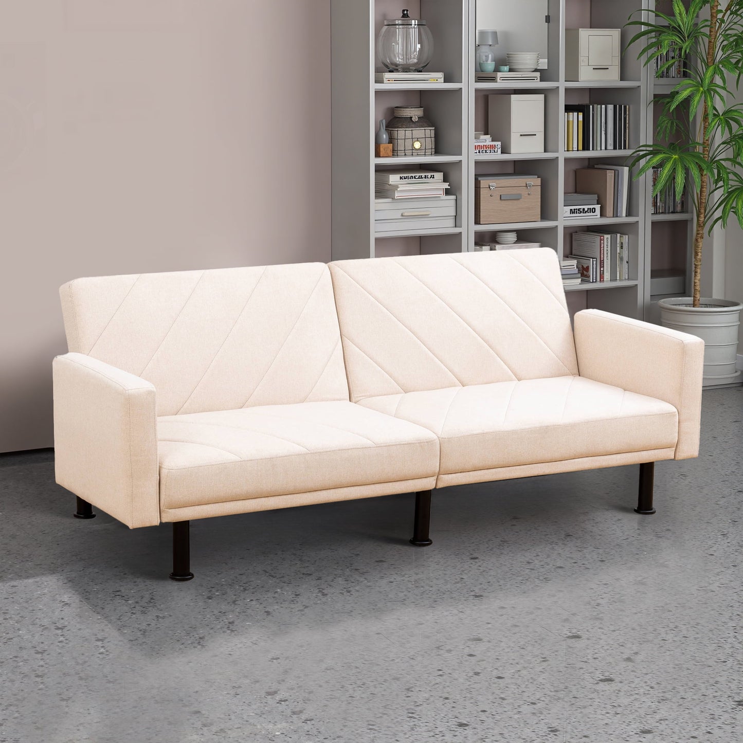 MAYEERTY Beige Linen Living Room Sofabed