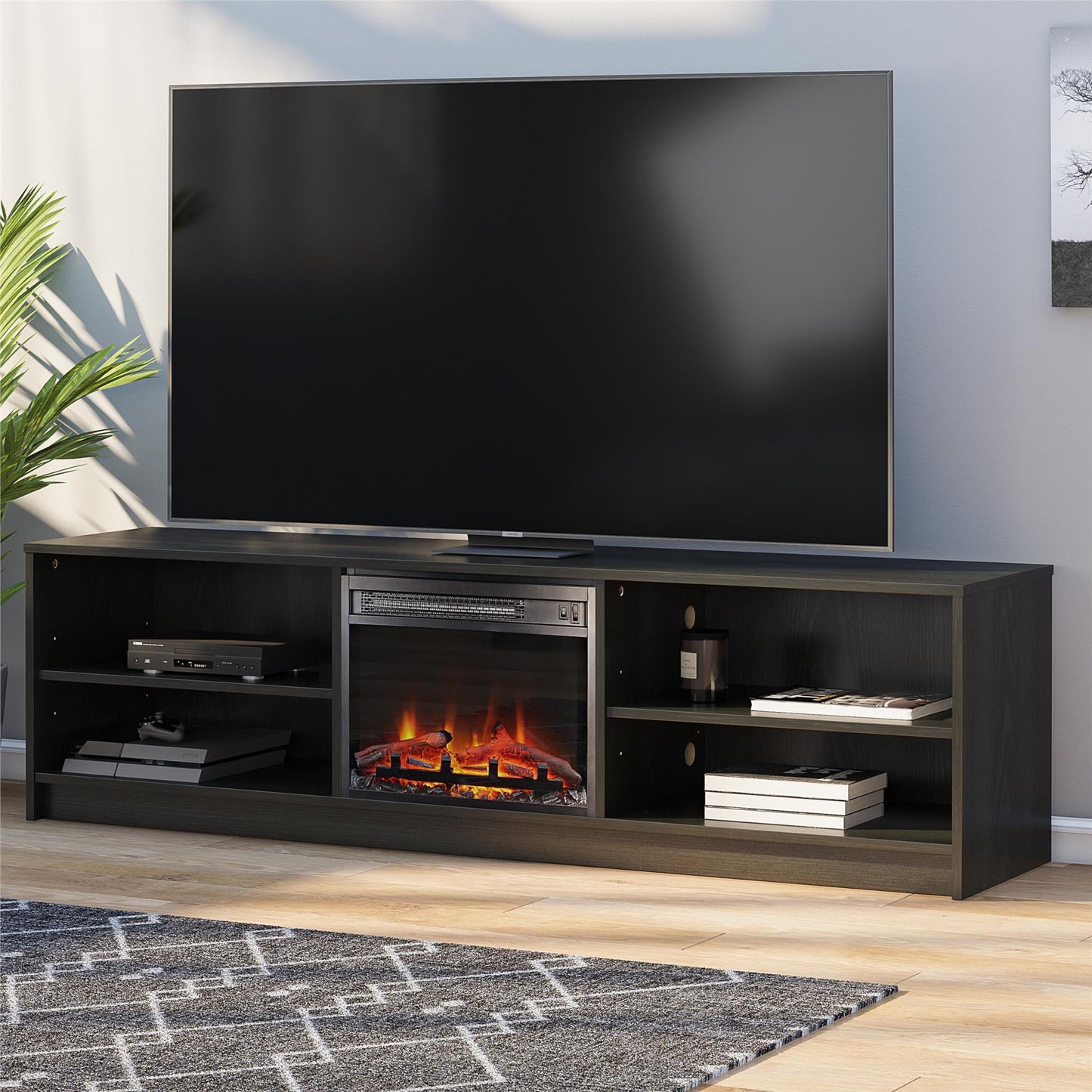 Mainstays Fireplace TV Stand, for TVs up to 75", Espresso
