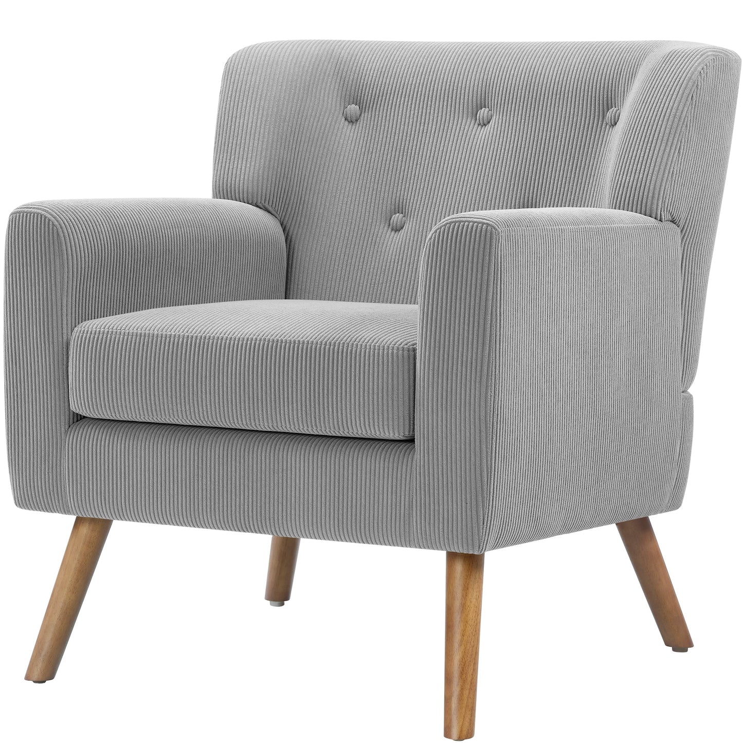 Mid-Century Accent Chair,Modern Comfy Armchair Upholstered Reading Chair Single Sofa Chair for Living Room,Apartment, Grey