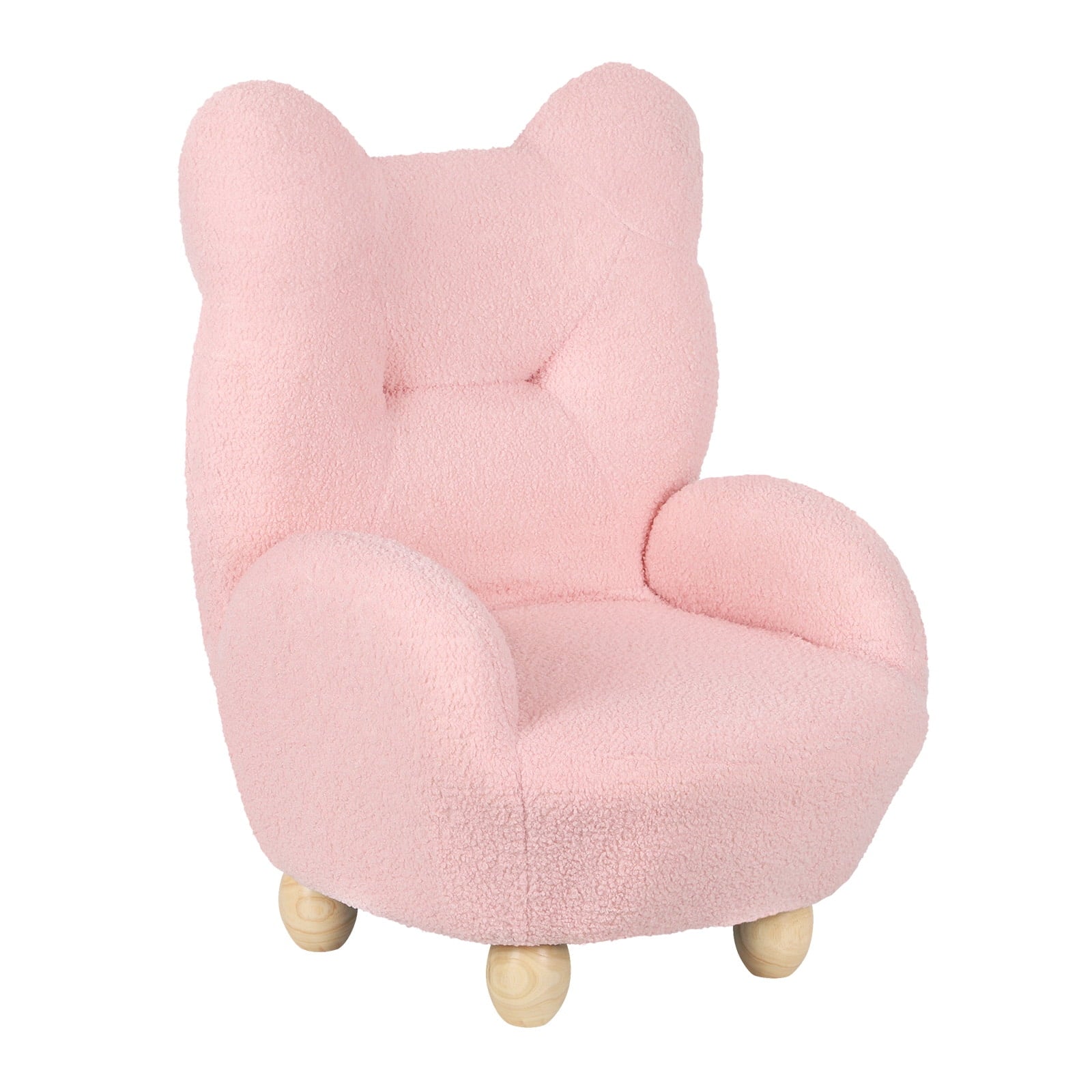 Oumilen Plush Bear Indoor Accent Chair for Kids, Light Pink