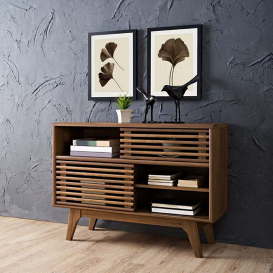 Modway Render Modern Style Particleboard Wood Display Stand in Walnut