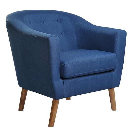 Nathaniel Home, Jason Tub Chair, Tufted Upholstered Armchairs, Club Sofa Chair, Fabric Accent Chair, for Living Room Bedroom Waiting Room, Blue