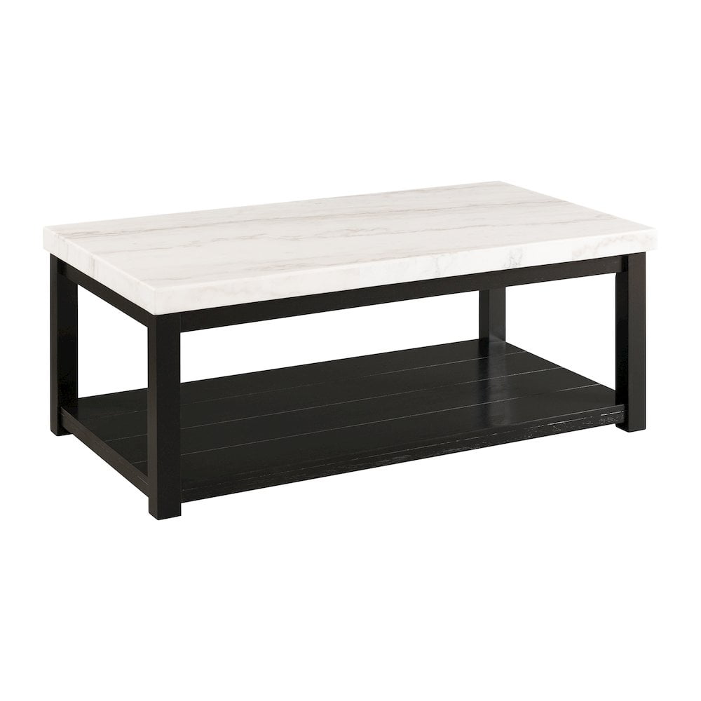 Picket House Furnishings Evie Marble Rectangle Coffee Table in White/Black
