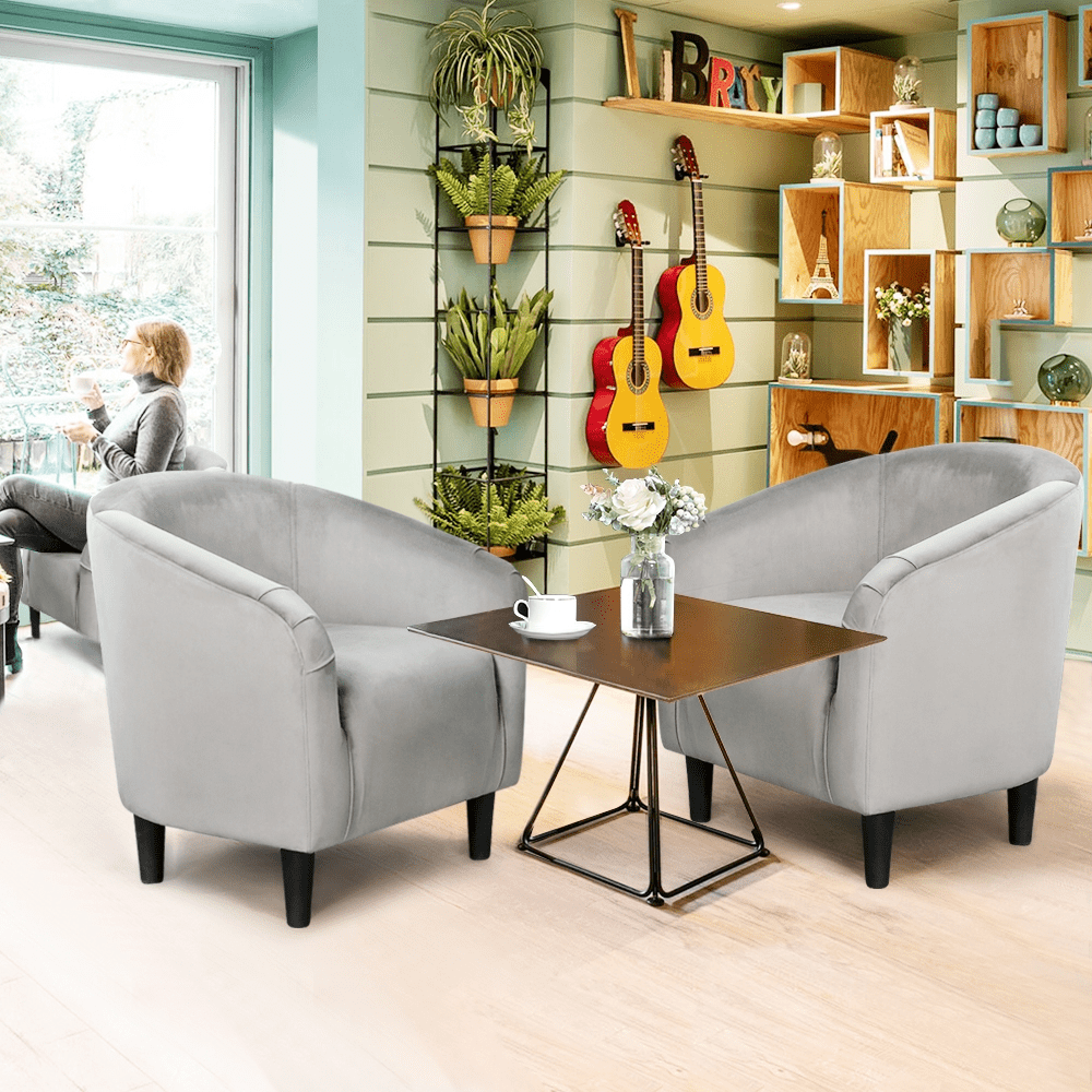 Renwick Modern Upholstered Tub Chair for Livingroom, Set of 2, Gray Velvet