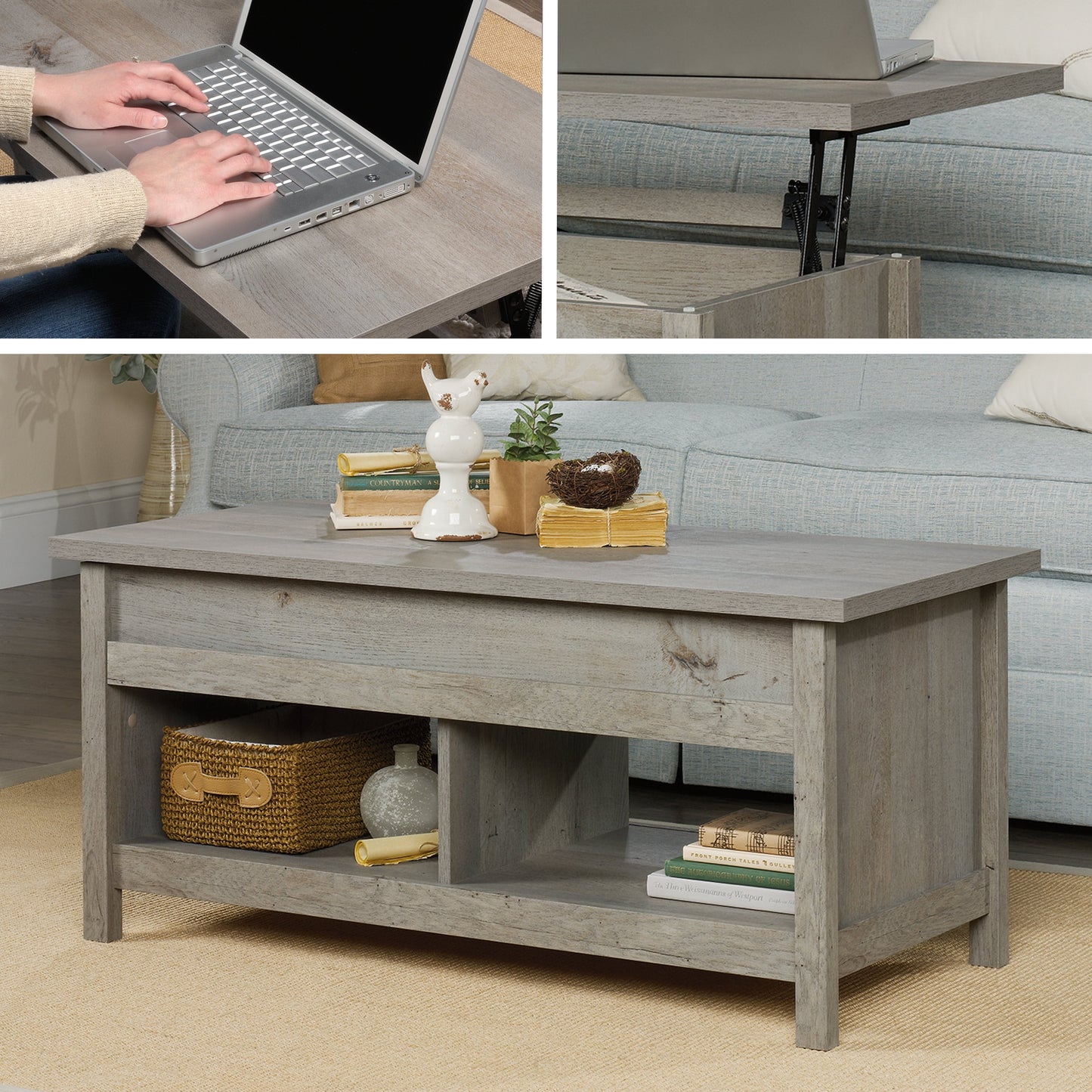 Sauder Cannery Bridge Lift-top Coffee Table, Mystic Oak Finish