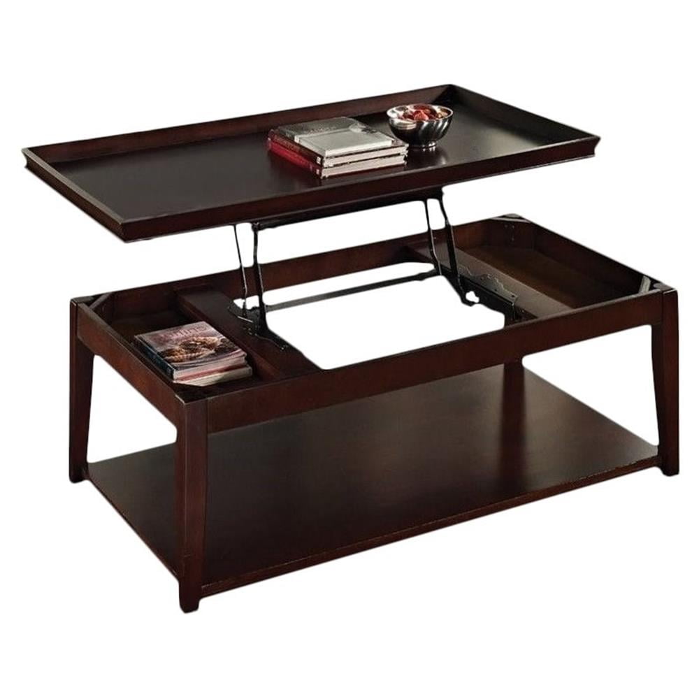 Steve Silver Clemson Traditional Wood Rectangle Lift Top Coffee Table with Shelf, Cherry