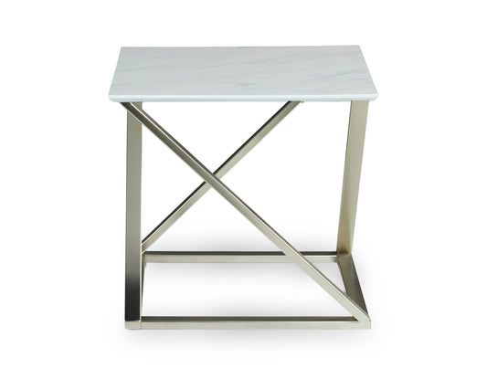Steve Silver Zurich Square White Faux Marble Mixed Media End Table