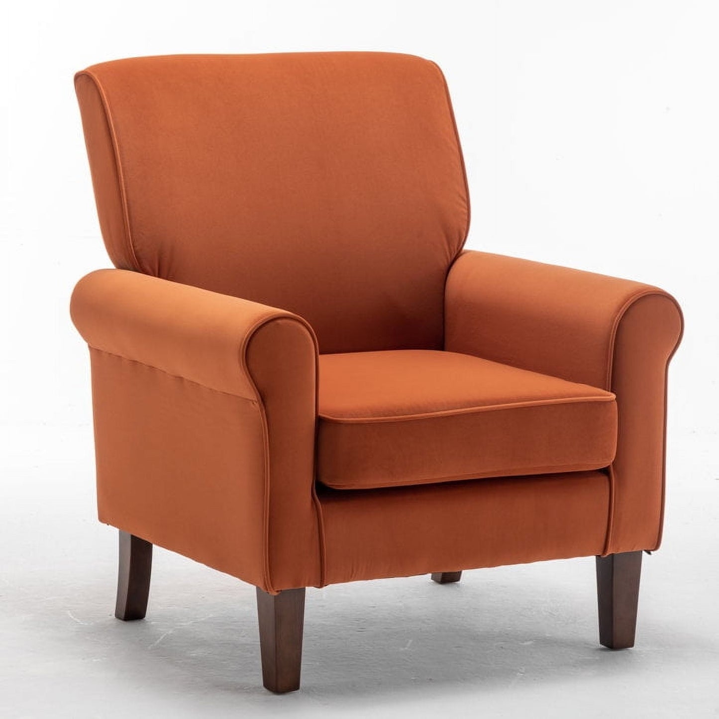 US Pride Furniture Classic Accent Armchair with Birch Wood Frame and Comfortable Rolled Armrests Arm Chairs for Living Room Bedroom and Office Décor Orange