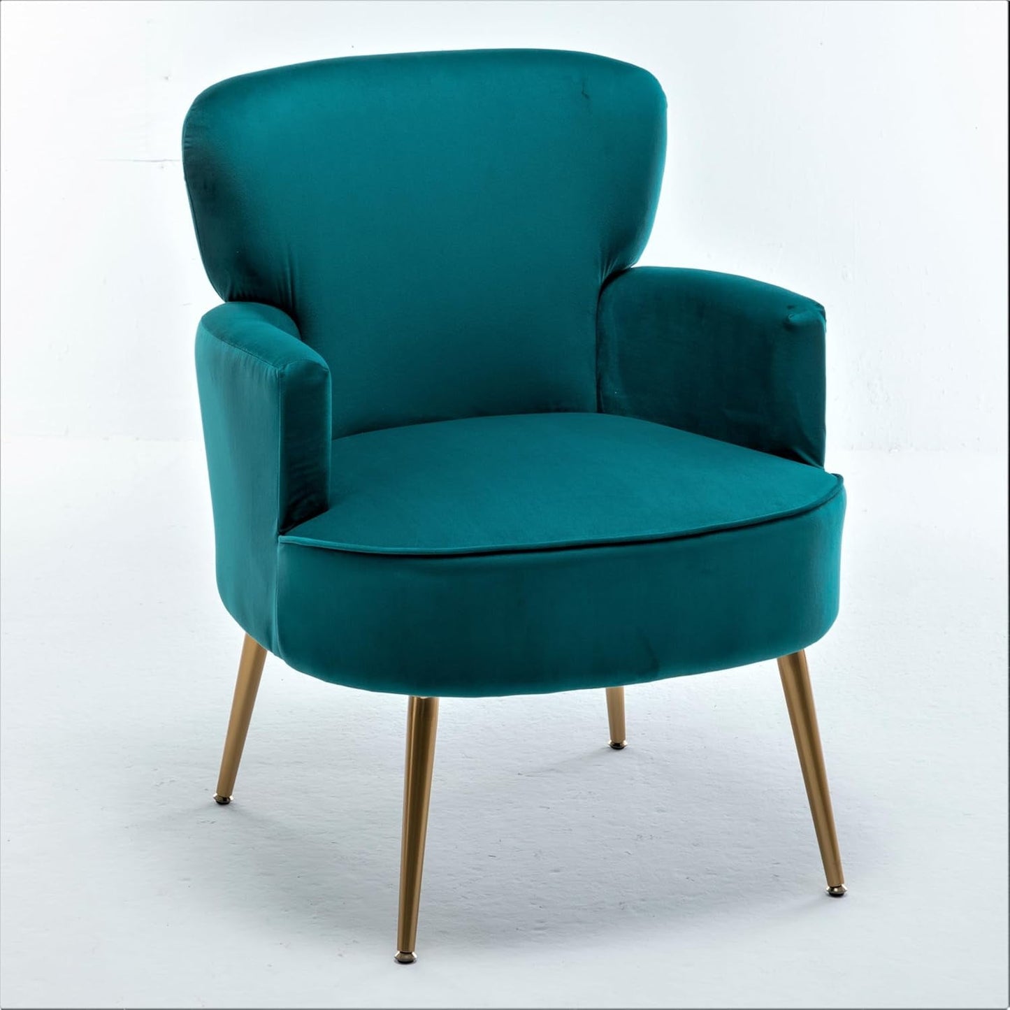 US Pride Furniture Trendy Velvet Accent Chair with Gold Metal Legs Upholstered Armchair for Small to Mid-Size Spaces Modern Living Room Bedroom Vanity Desk and Entryway Medium Greenish Blue