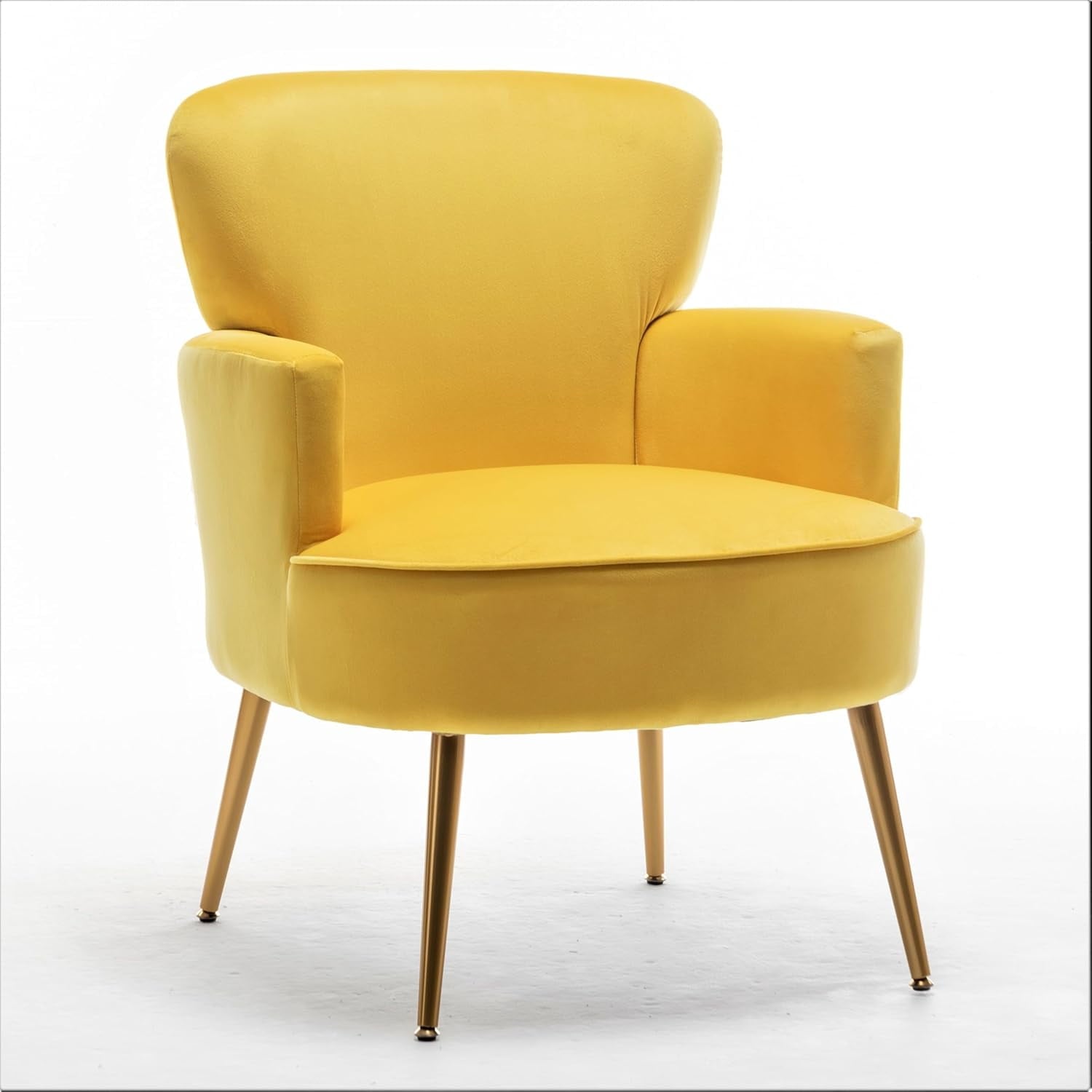 US Pride Furniture Trendy Velvet Accent Chair with Gold Metal Legs Upholstered Armchair for Small to Mid-Size Spaces Modern Living Room Bedroom Vanity Desk and Entryway Medium Yellow