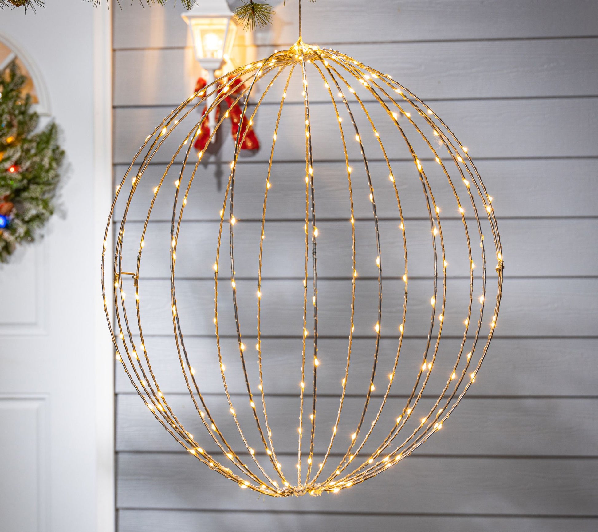 23.6-in D Metal Sphere w/ Warm White LED Lights by Gerson Co