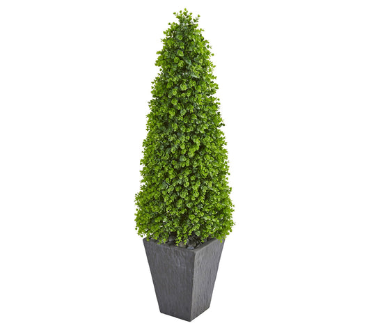 57in.  Eucalyptus Topiary in Slate Planter (Indoor/Outdoor)