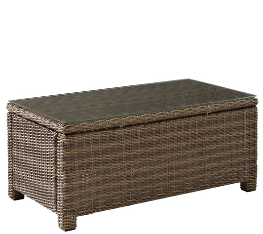 Bradenton Outdoor Wicker Glass Top Table