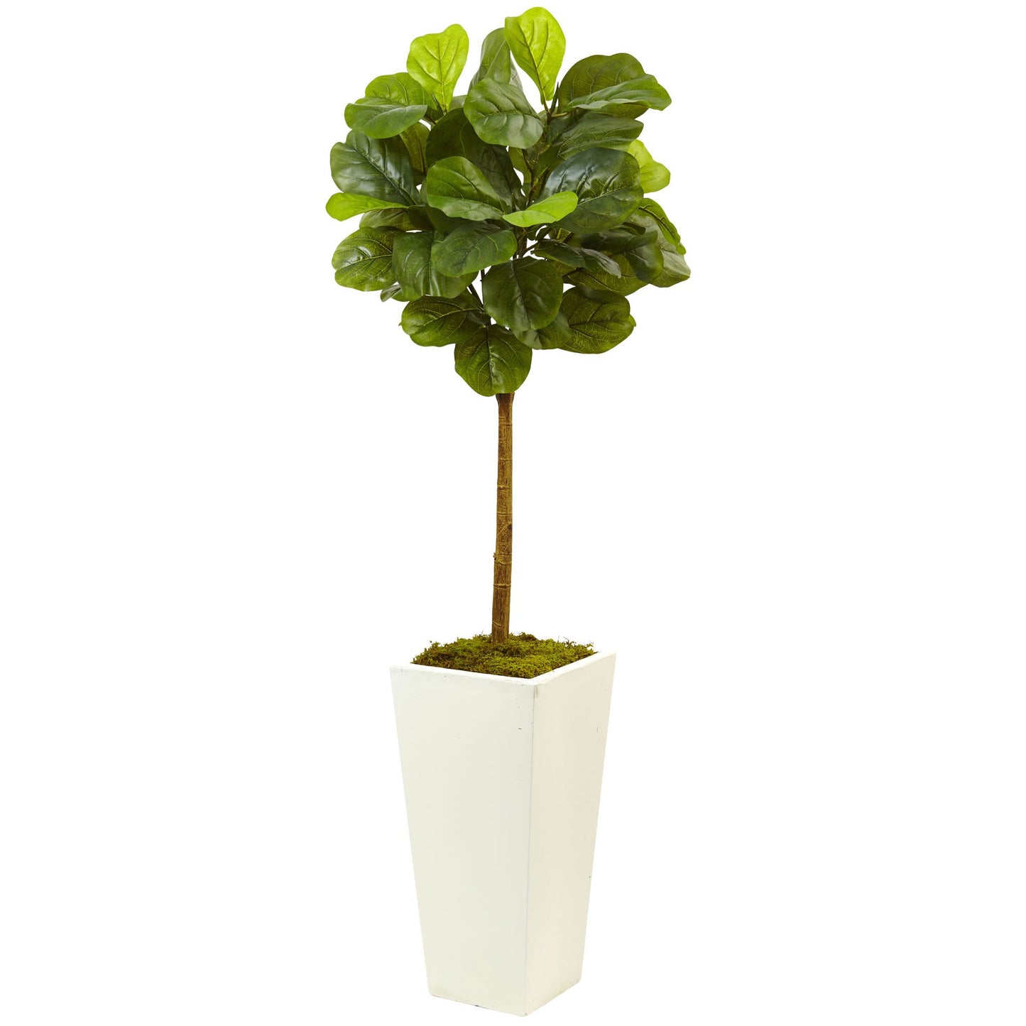 4.5' Fiddle Leaf Fig Tree in White Planter by Nearly Natural