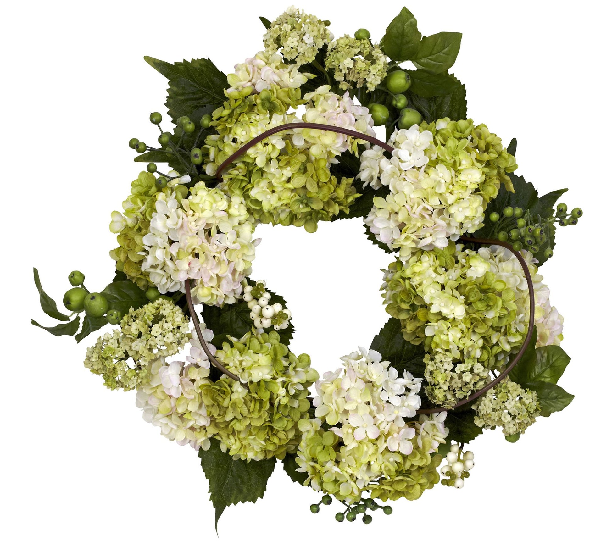 22" White Hydrangea Wreath by Nearly Natural