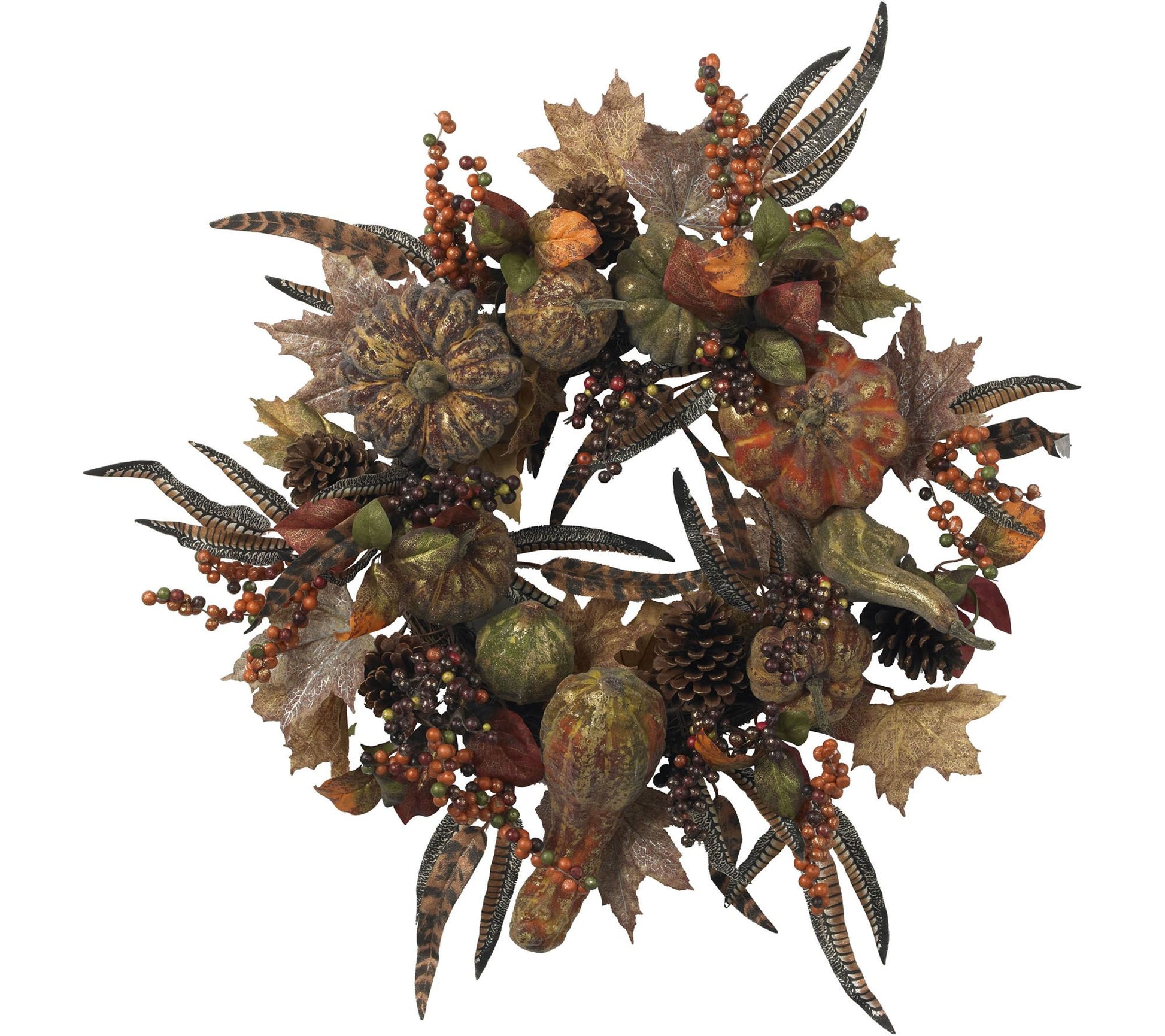 28" Autumn Pumpkin Wreath by Nearly Natural