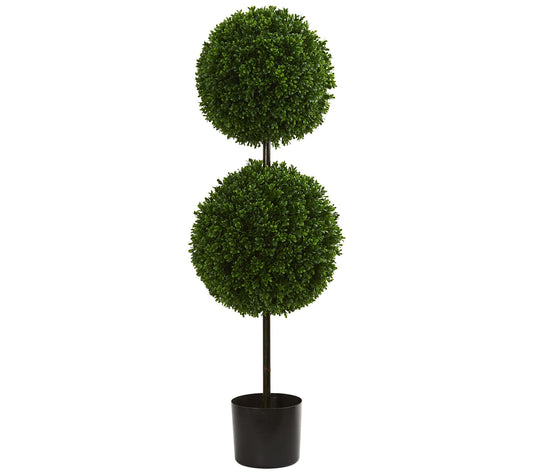 3.5' Boxwood Double Ball Topiary Tree  by Nearly Natural