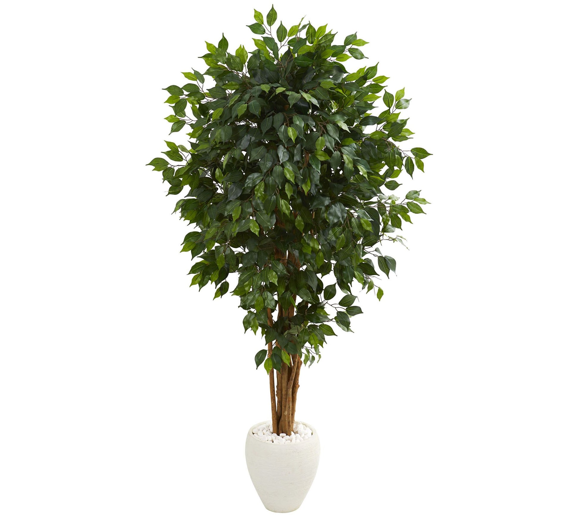 6' Ficus Artificial Tree in White Planter by Nearly Natural