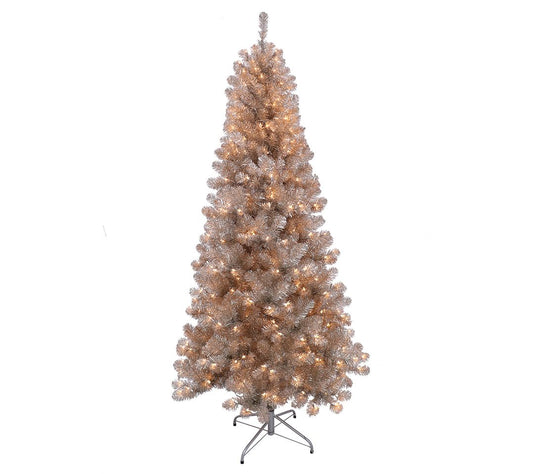 6.5' Rose Gold Tinsel Artificial Christmas Tree