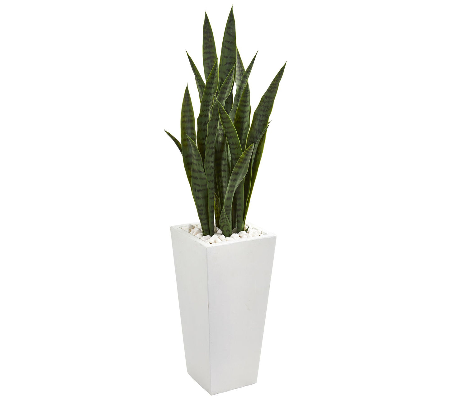 4' Sansevieria in White Tower Planter by NearlyNatural