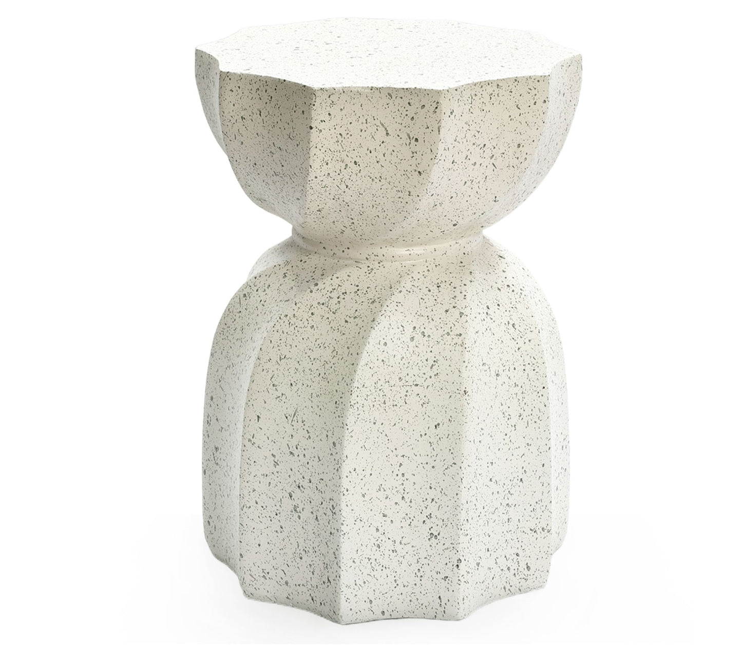 LuxenHome Off W hite with Gray Cement Hourglas s Side Table