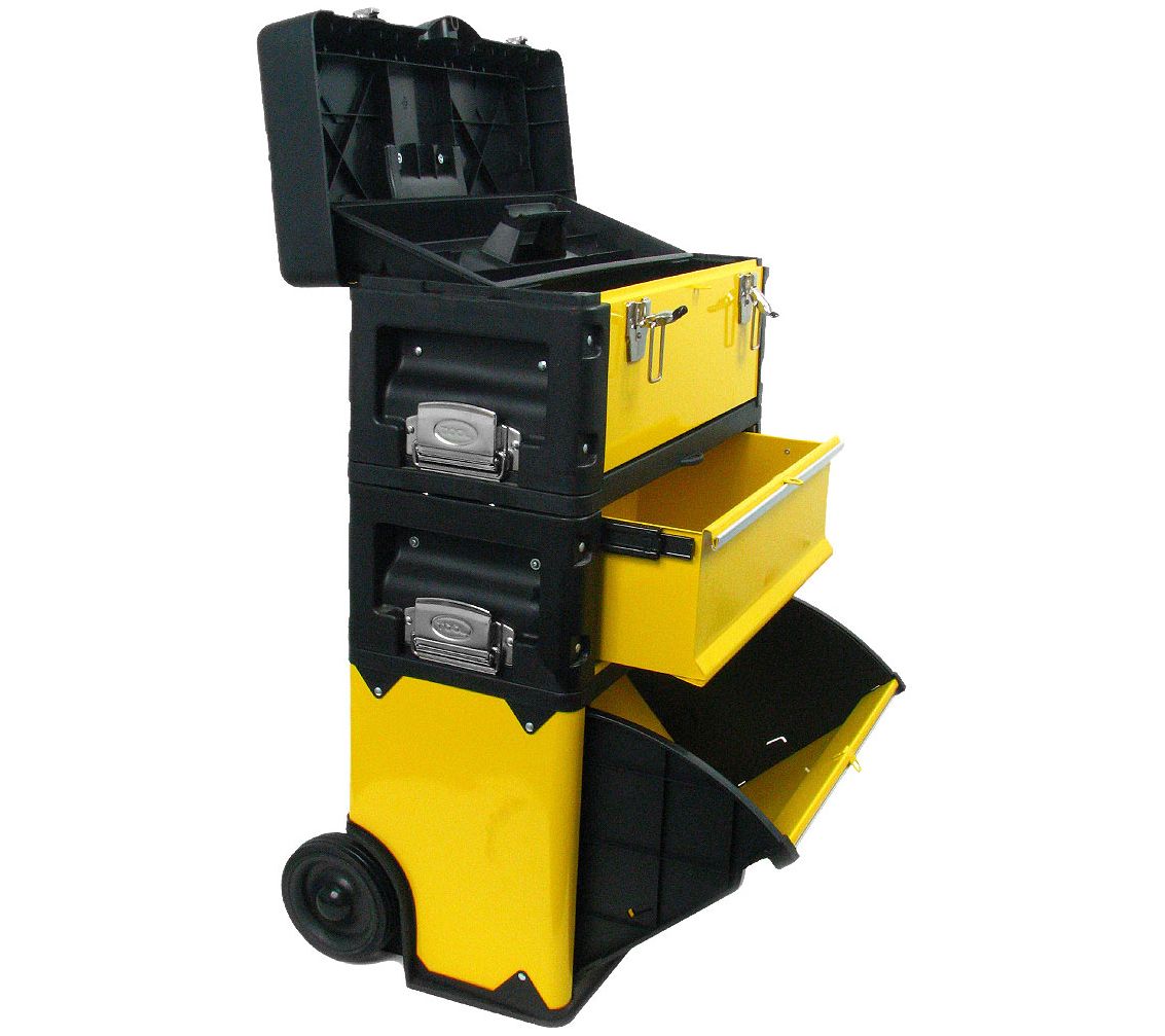 Stalwart Stackable 3-in-1 Portable Tool Box onWheels
