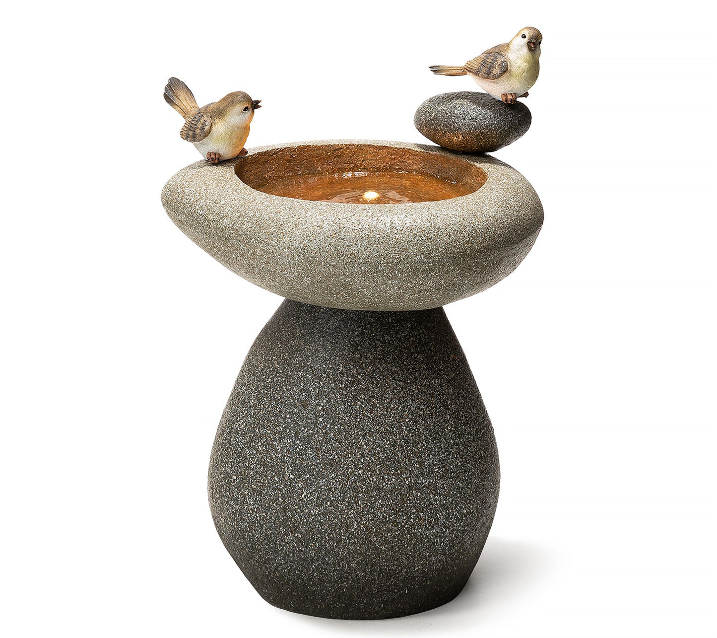 Glitzhome 20'' Zen-Style Faux Stone Texture Birdbath Fountain