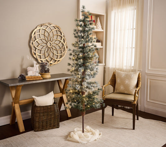 6' Illuminated Snowy Pine Tree with Remote by Valerie