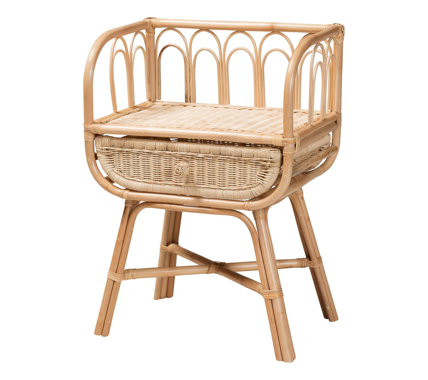 bali & pari Panchali Natural Brown Rattan Nightstand