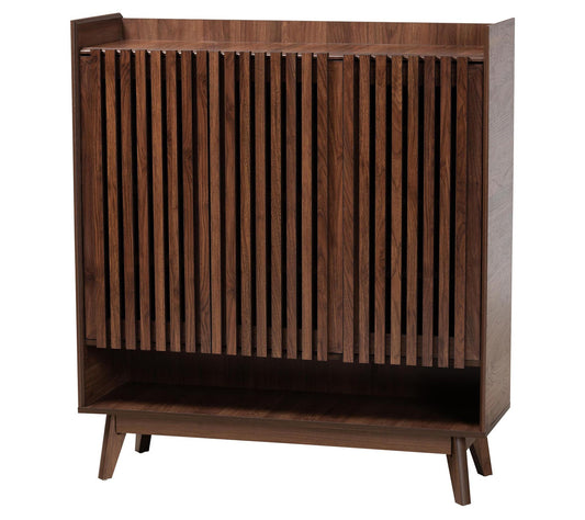 Baxton Studio Delaire Walnut Brown Wood Shoe Cabinet