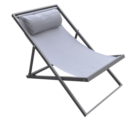 Armen Living Wave Outdoor Deck Chair in PowderCoated Finish