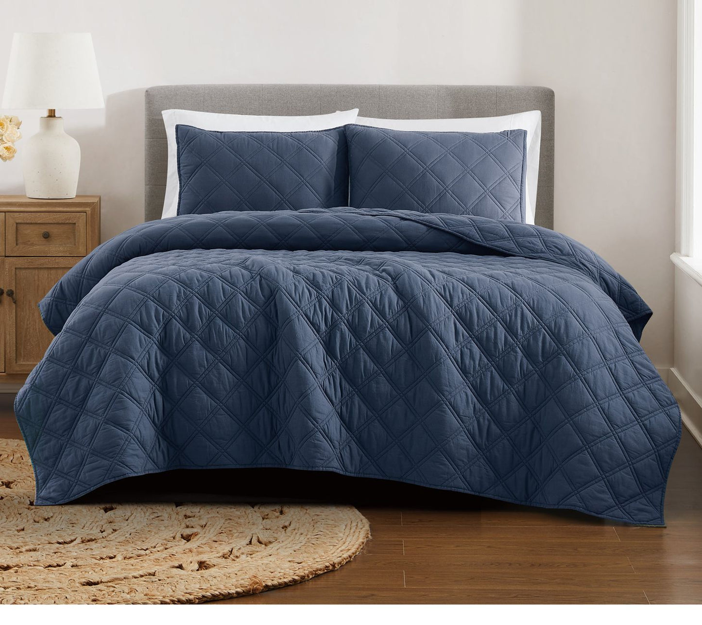 Brooklyn Loom Diamond Washed Cotton Full/QueenQuilt Set