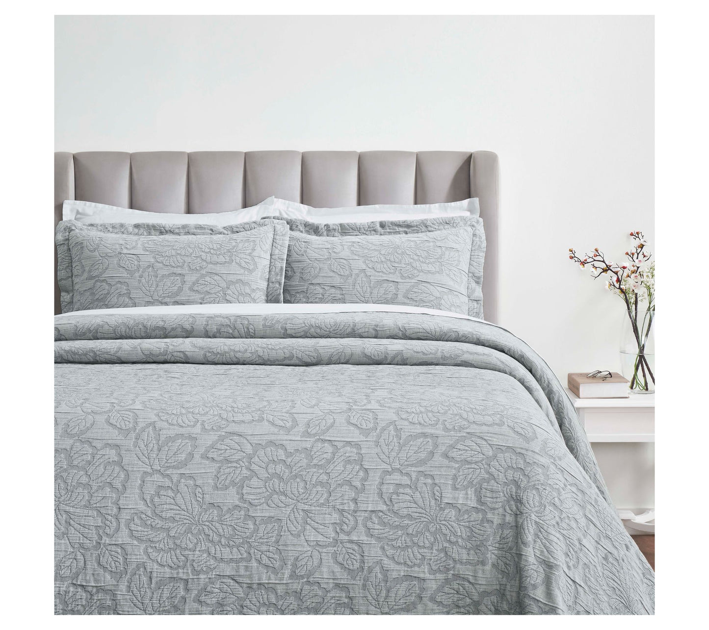 Superior Hibiscus Cotton Bedspread and Sham Set, Full