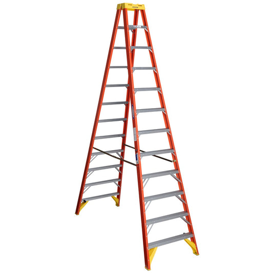 Werner 350 12-ft Fiberglass Type 1a- 300-lb Load Capacity Twin Step Ladder T6212