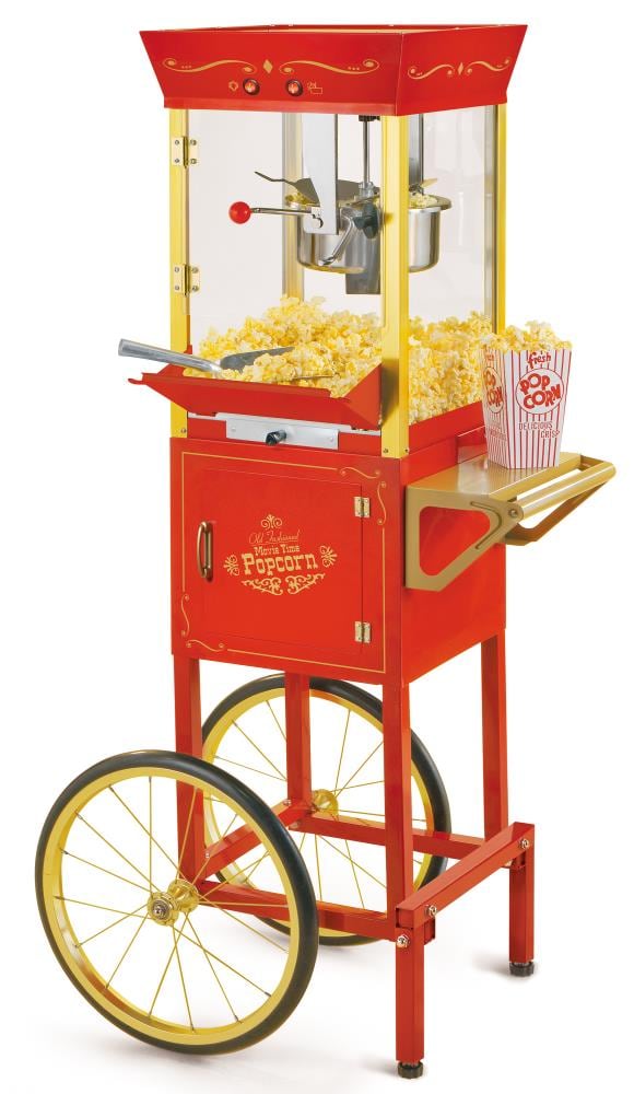 Nostalgia 0.5 Cups Red Oil Freestanding Popcorn Machine Cart CCP510