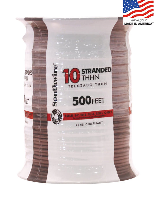 Southwire 500-ft 10-AWG Brown Stranded Copper Thhn Wire (By-the-roll) 22980757