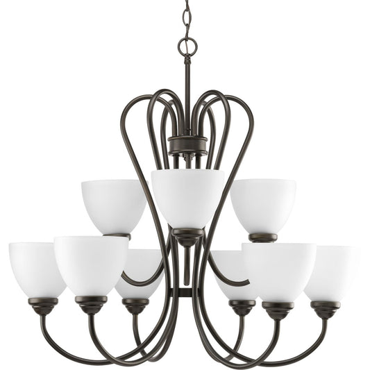 Progress Lighting Heart 9 -Light Antique Bronze Transitional For Use in Bedrooms, Dining Rooms, Foyers, Kitchens, Living Rooms Chandelier 558653