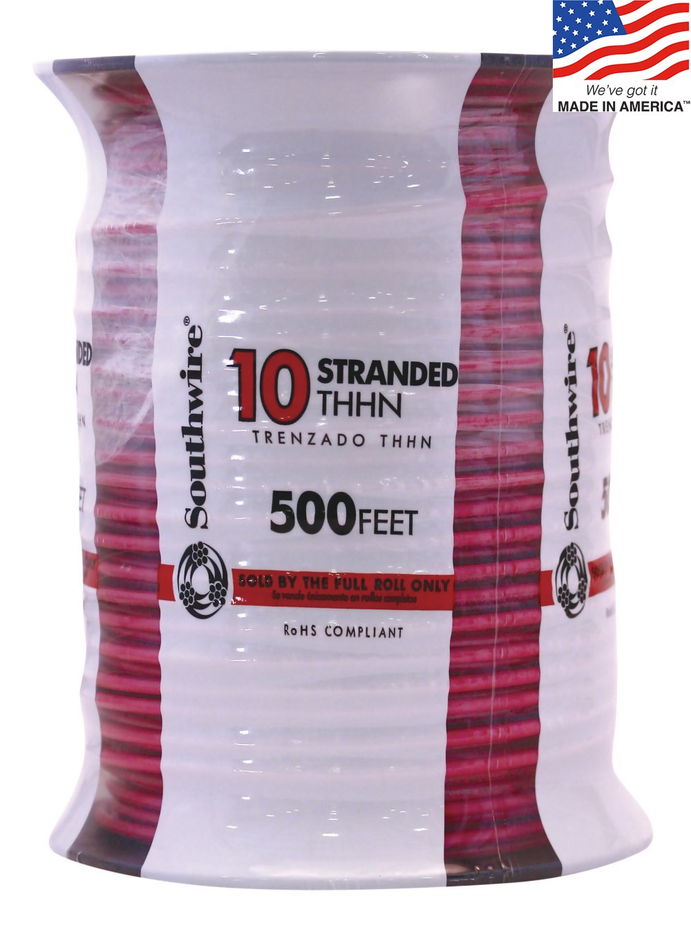 Southwire 500-ft 10-AWG Red Stranded Copper Thhn Wire (By-the-roll) 22975757