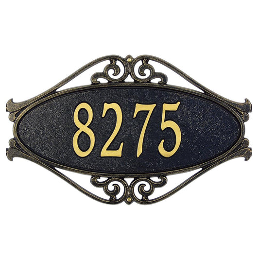 Whitehall 11-in H x 17-1/2-in W Black/Gold Aluminum Address Plaque 5505BG