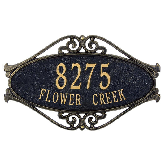 Whitehall 11-in H x 17-1/2-in W Black/Gold Aluminum Address Plaque 5517BG