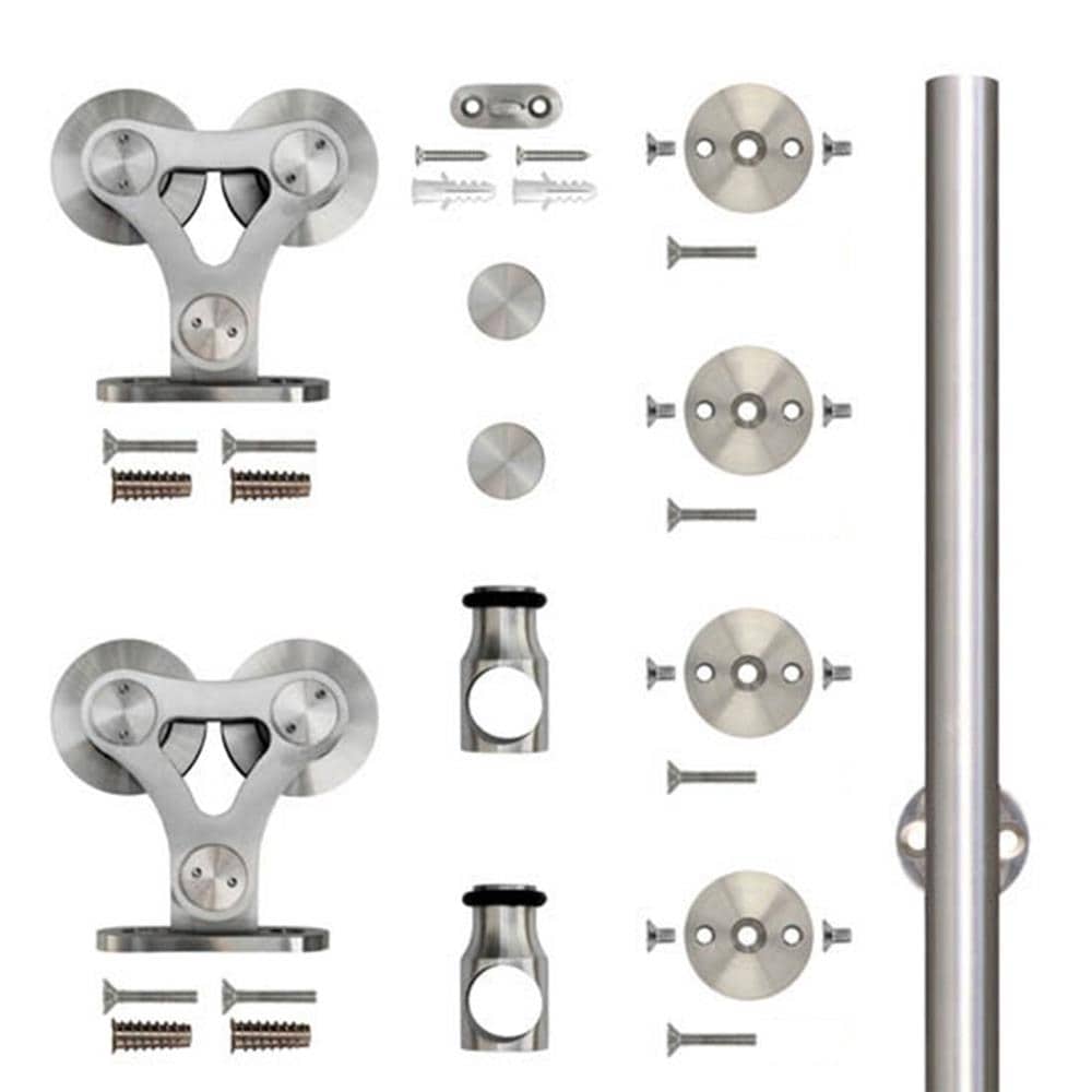 Stainless Glide 78-in Stainless Steel Stainless Steel Indoor Standard Single Barn Door Hardware Kit NT140002WSS
