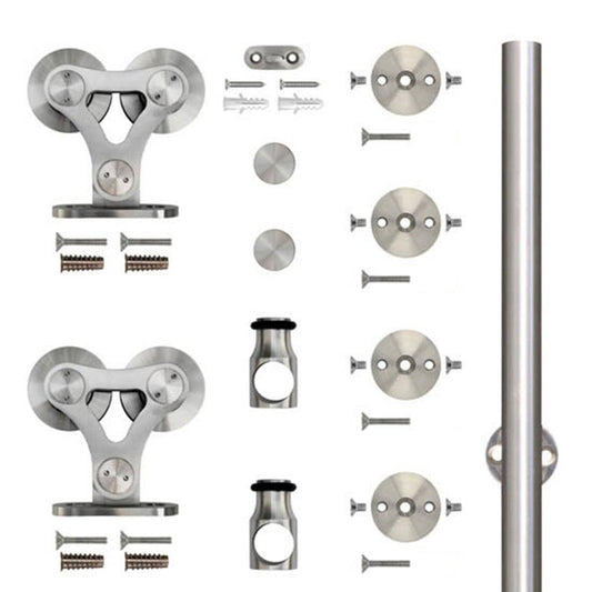 Stainless Glide 78-in Stainless Steel Stainless Steel Indoor Standard Single Barn Door Hardware Kit NT140002WSS