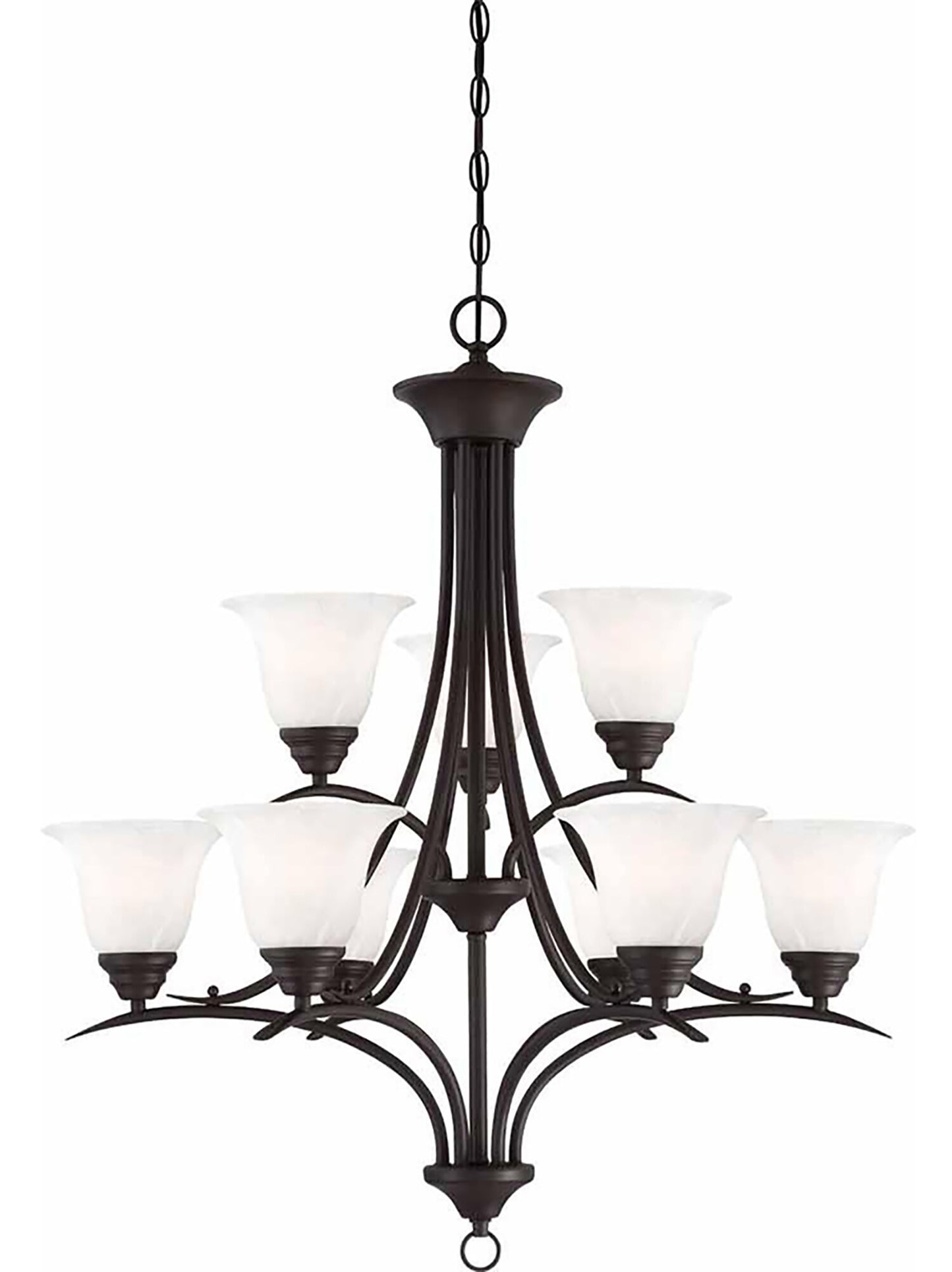 Volume Lighting Trinidad 9 -Light Satin Bronze Traditional For Use in Bedrooms, Dining Rooms, Foyers, Kitchens, Living Rooms Chandelier